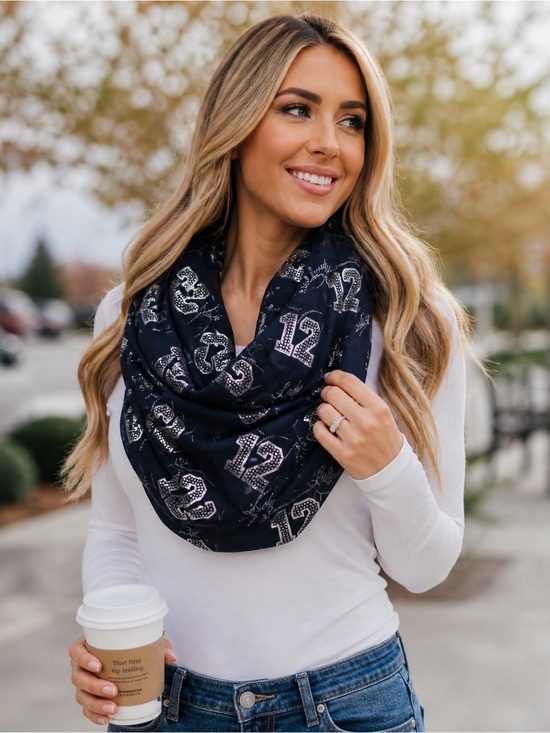 Lady12 Accessories - Seahawks Infinity Scarf NFL 12 Fan Navy Silver Sheer Wrap NWT Women